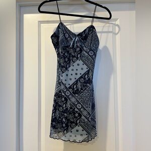 Blue patterned mini dress